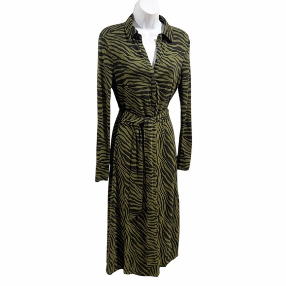 Boden Laura Jersey Midi Shirt Dress Oregano Animal Tiger Print size US 6 Regular - Picture 5 of 10